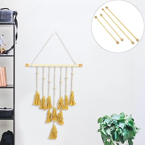 Miniatura 7 de 4 barras de madera para colgar banderas de pared horizontales de bambú, varillas de macramé para colgar en la pared, bastones para colgar en la