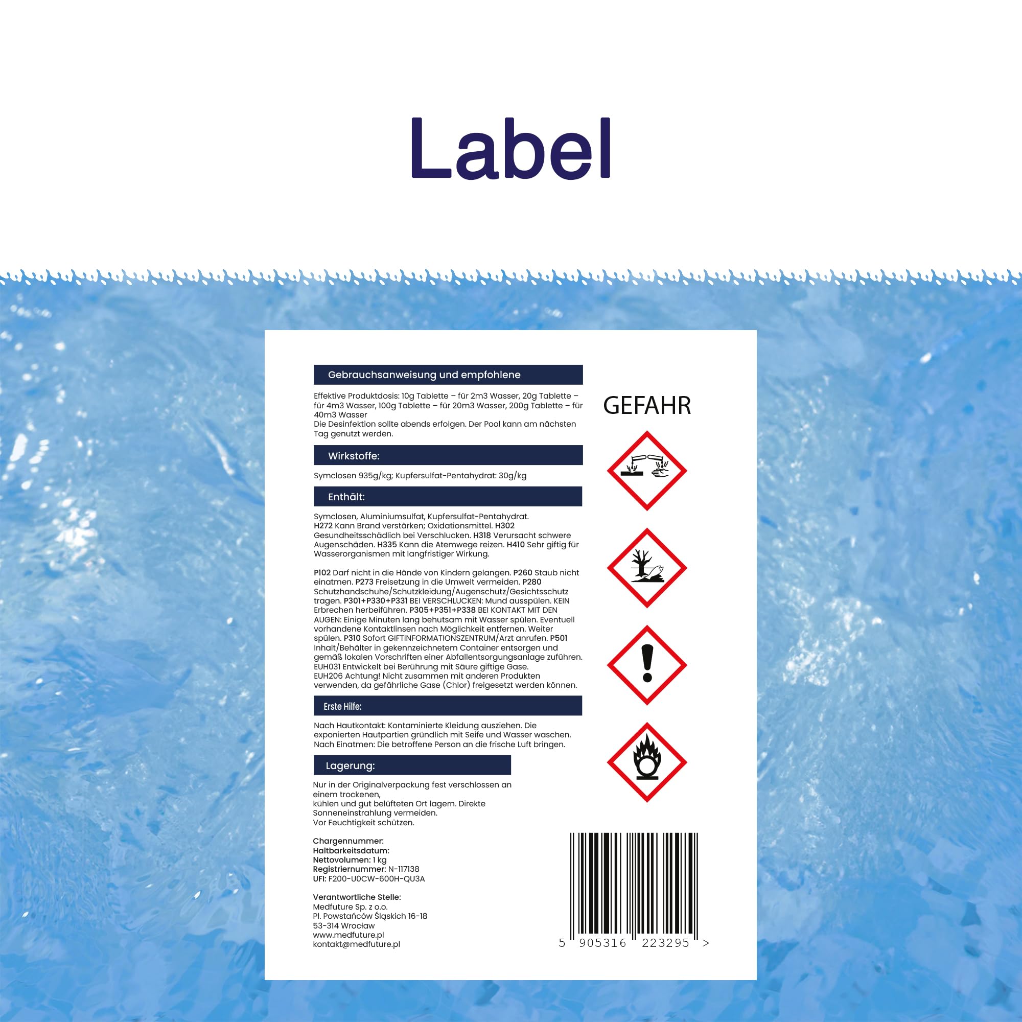 Chlor Multitabletten 11 in 1 Blue – 1kg Eimer mit 20g Tabletten – Langsam löslich für Pool & Whirlpool – Komplettpflege gegen Algen, Trübung, Kalk & Bakterien