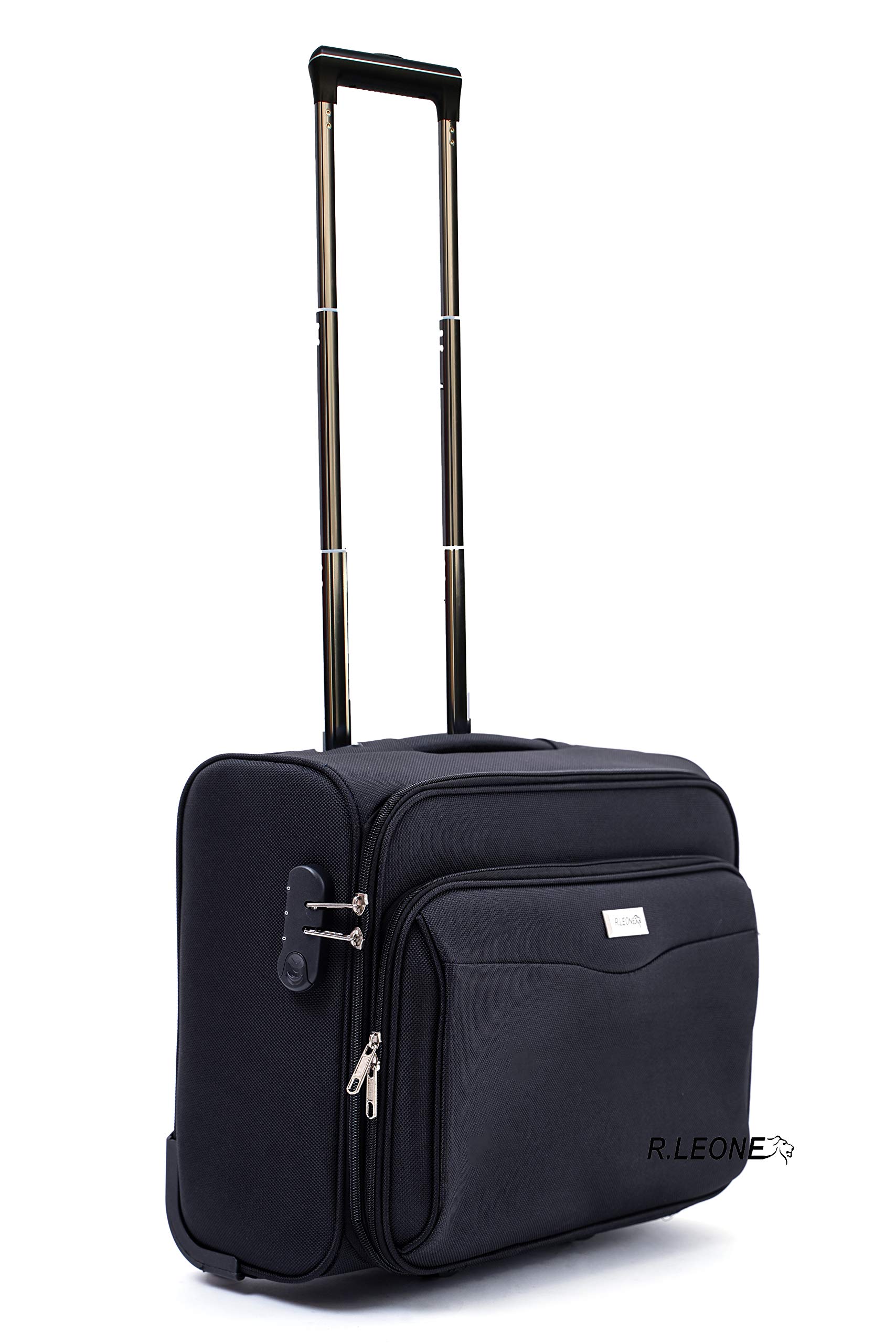 /Lumi Valigia Piccolo Leggero Pilota Business in Poliestere 42x25x35, 30 Litri 2 Ruote, Con Tasca PC, Pilota Bagagli a Mano (Nero)