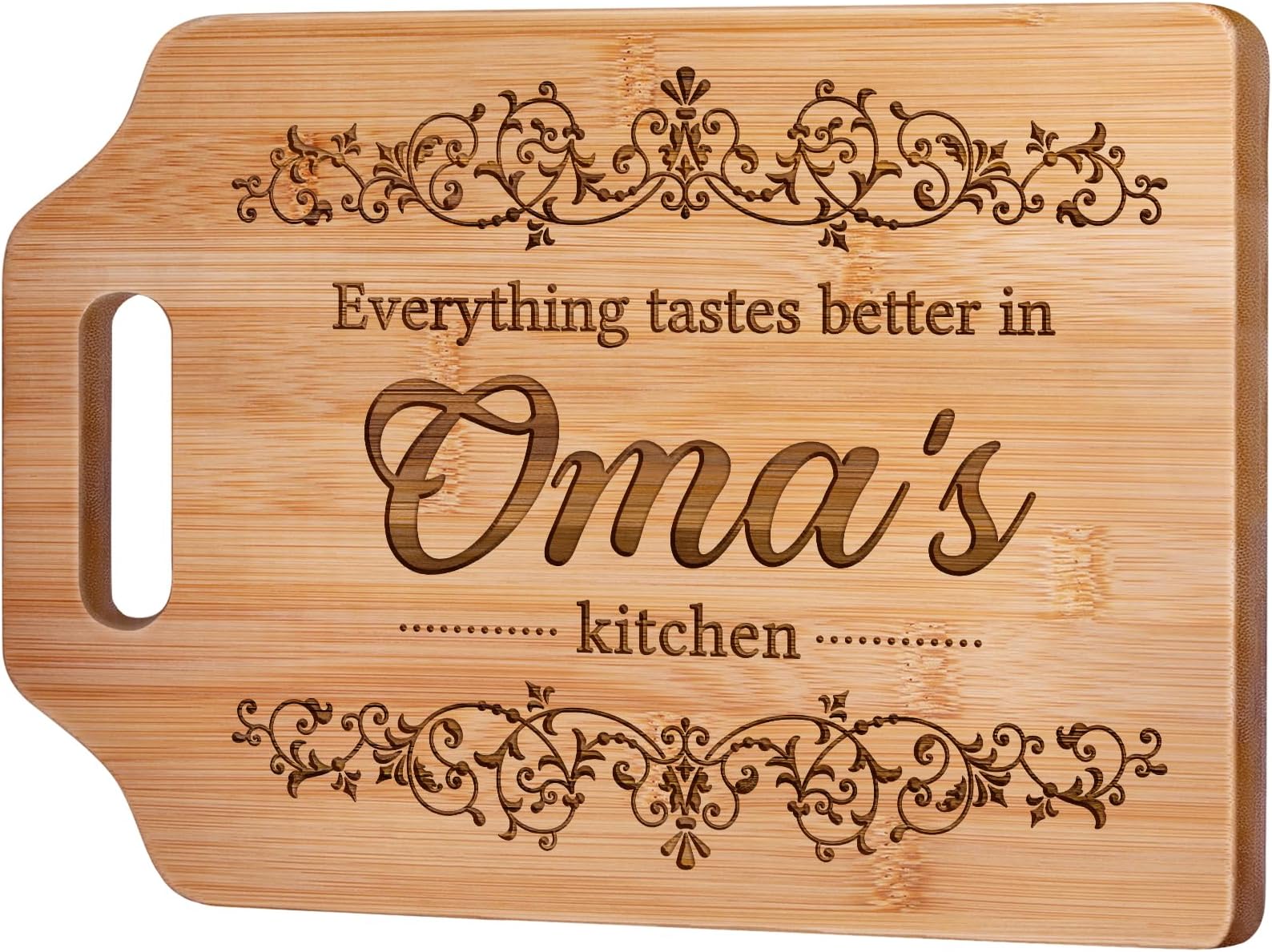 AceThrills Oma Gifts for Oma Christmas Gifts, Mothers Day Gift from Grandkids - Engraved Bamboo Cutting Board 12.3"L x 8.7"W x 0.4"Th
