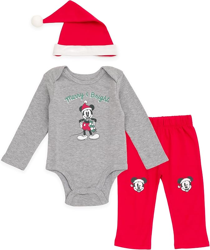Body navideño para bebé, pantalones y gorro de Papá Noel de terciopelo, conjunto de 3 piezas, tallas para recién nacidos y bebés (recién nacido - 24 meses)