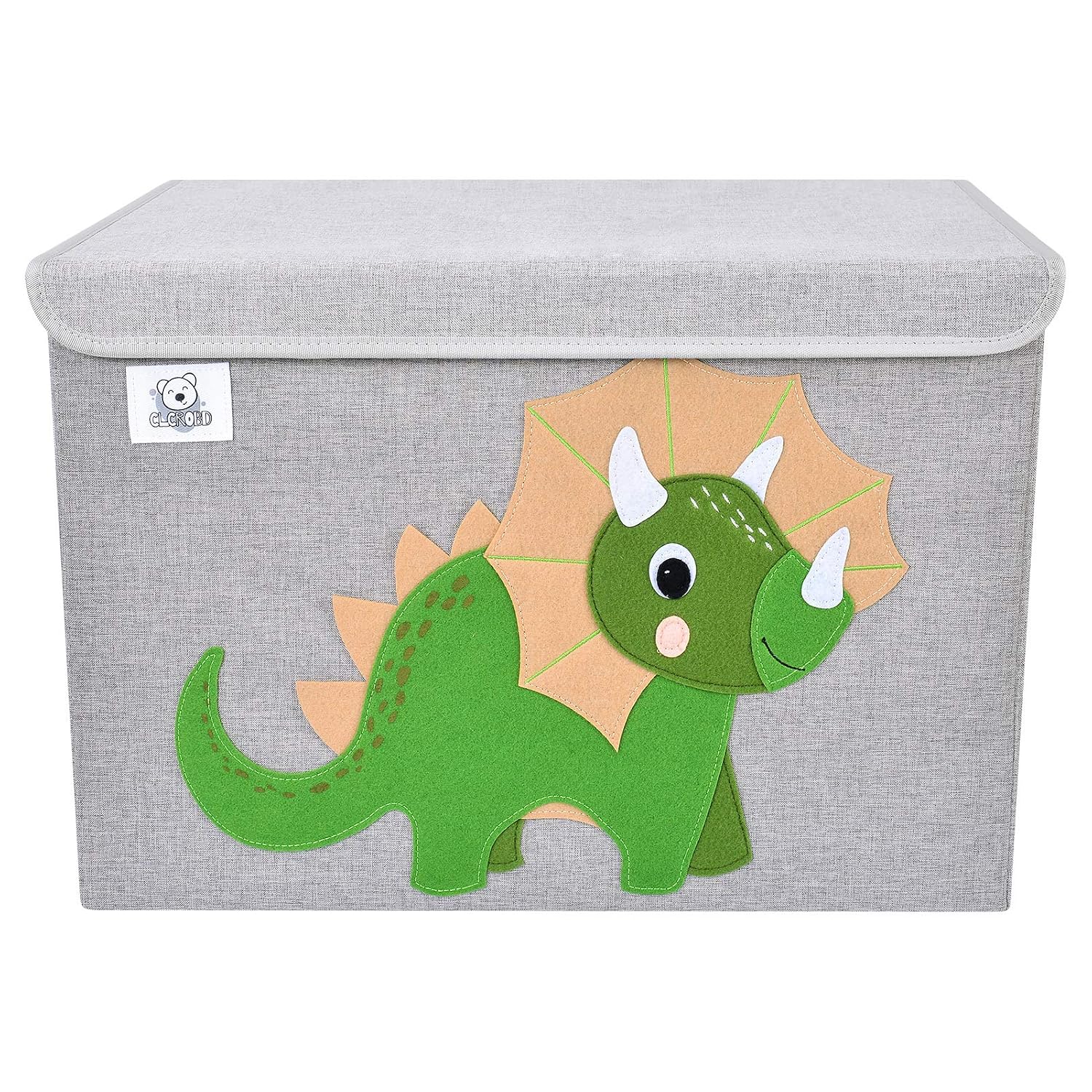 Foldable Large Kids Toy Chest with Flip-Top Lid, Collapsible Fabric Animal Toy Storage Organizer/Bin/Box/Basket/Trunk for Toddler, Children and Baby Nursery (Triceratops)