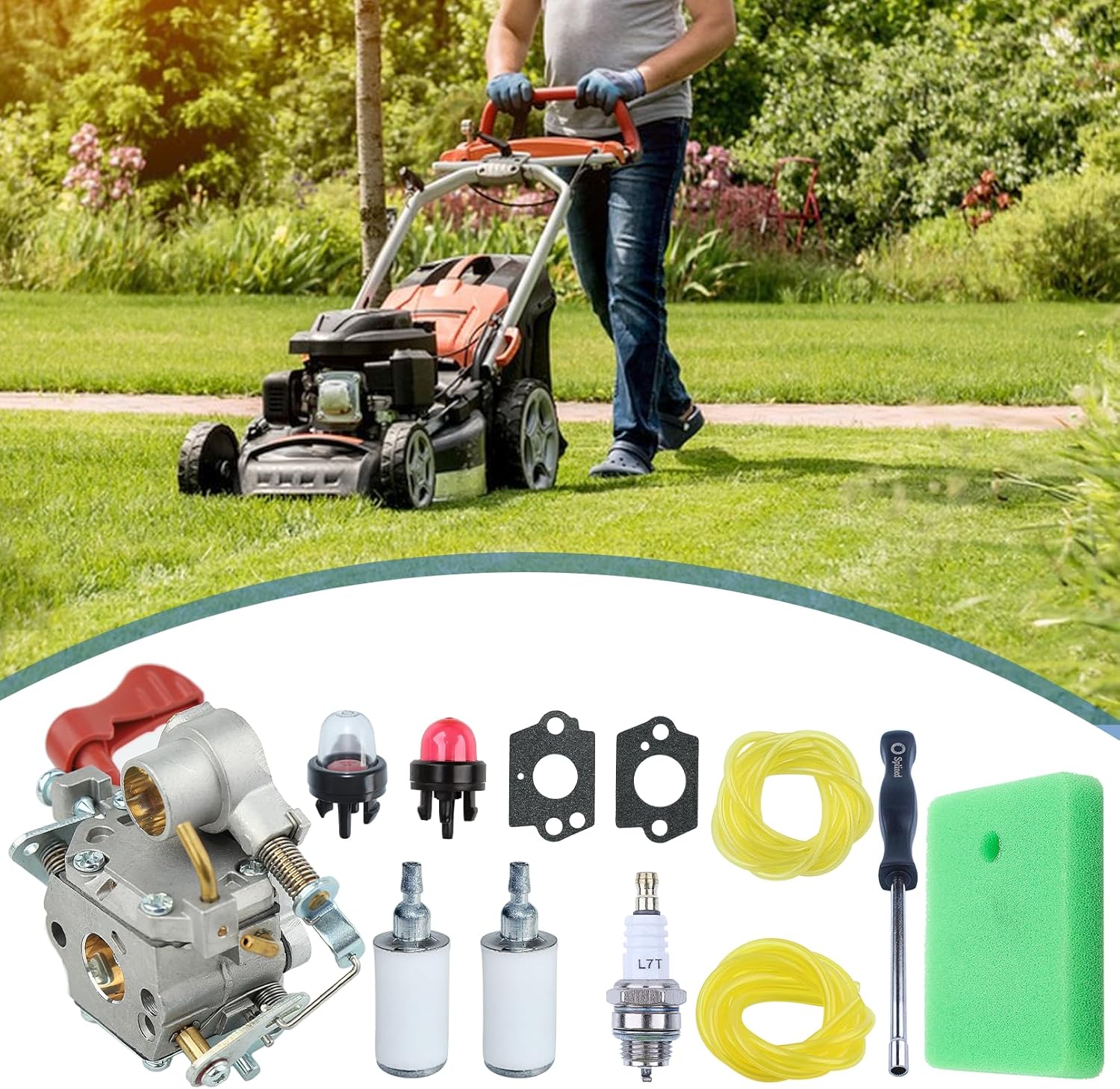 AUMEL C1M-W44 Carburetor Carb with Air Fuel Filter Line Kit for Craftsman Poulan 33CC PP333 PP330 PPB330 PP133 PP335 PPB335 PP338PT Pro Gas Trimmer Replace 545008042 545189502 ZAMA W44