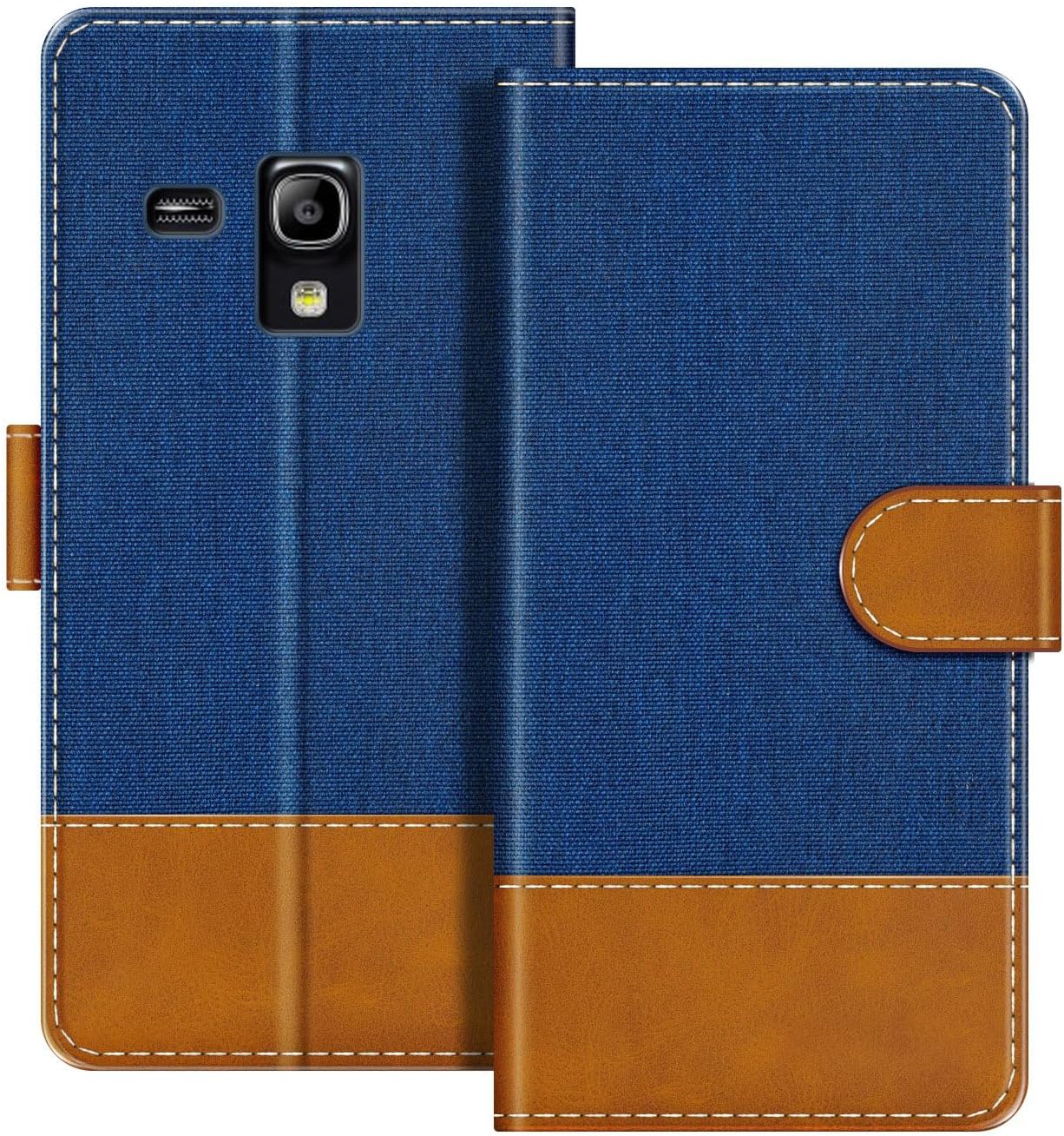 Leather Flip Wallet Case Compatible with Samsung Galaxy S3 Mini i8190 Phone Cover with Card Holders, RFID Blocking, Magnetic Closure & Kickstand (Blue)