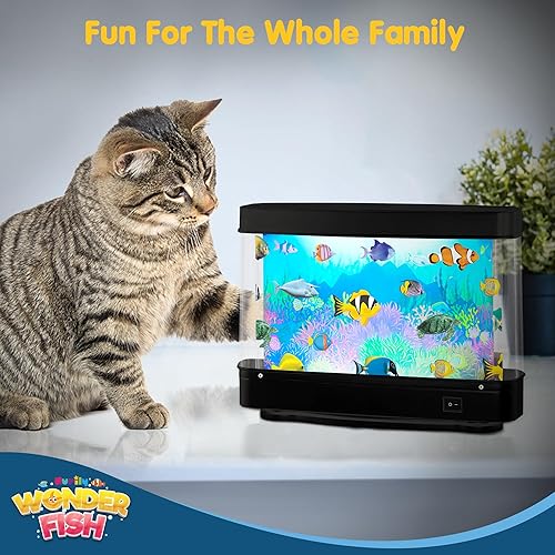 Miniatura 5 de Tanque de peces artificial, juguete virtual del océano, mini escritorio de oficina, acuario, acuario colorido, lámpara de movimiento con luz