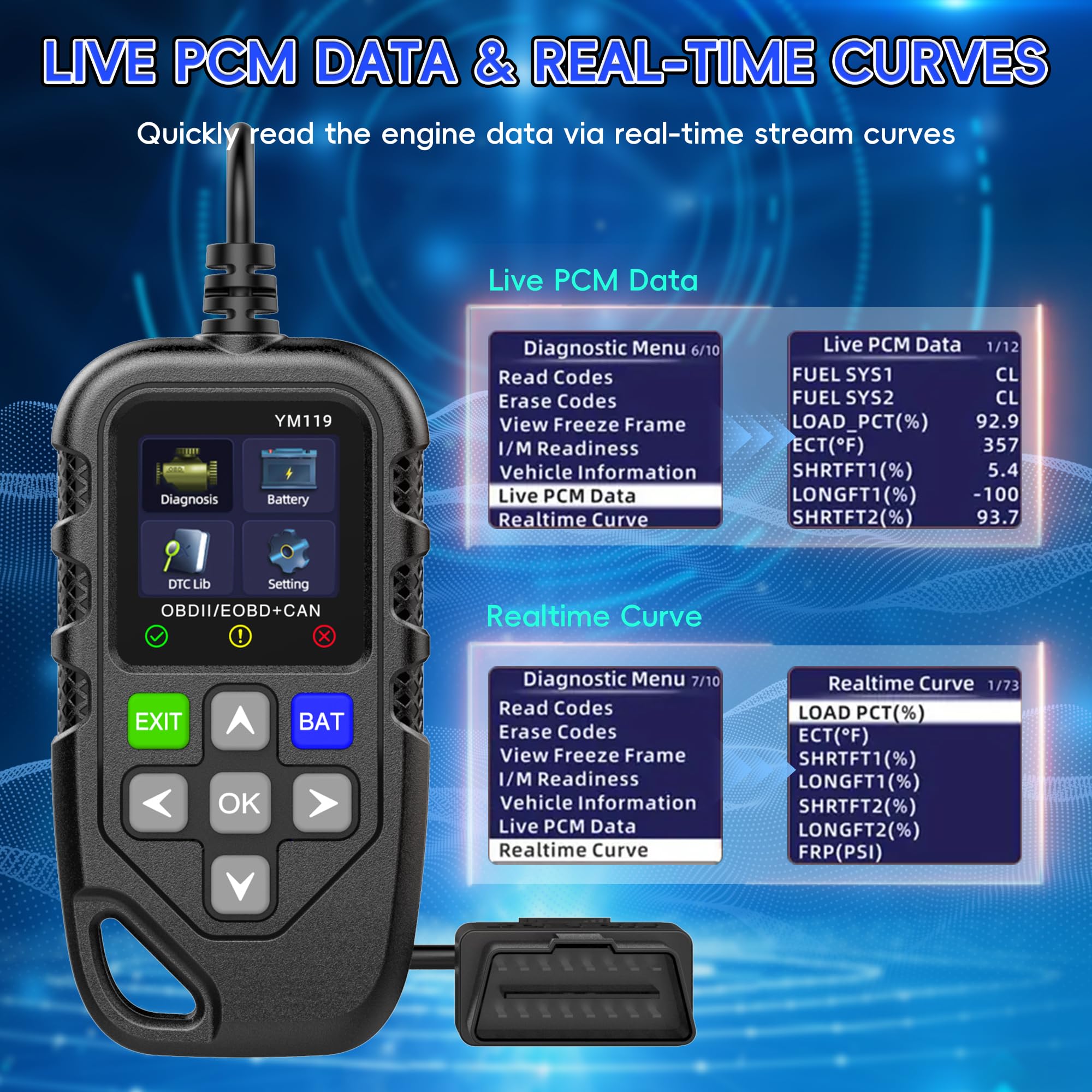 Strumento di Lettura del codice diagnostico Meccanico Professionale OBD2, Dati in Tempo Reale, Spia Controllo Motore, Strumenti scansione for Auto