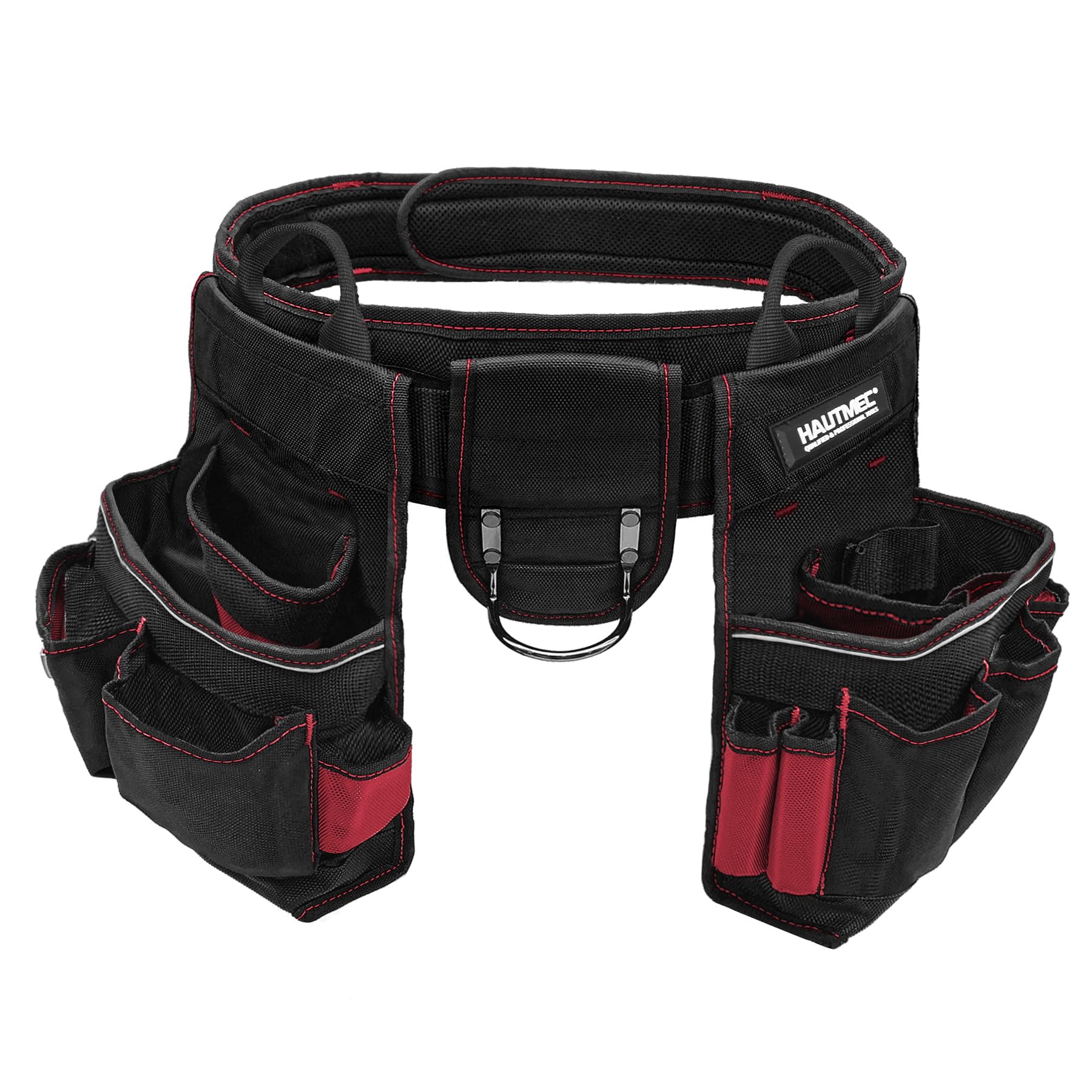 HAUTMEC HT0177 Ceinture à outils robuste pour électricien avec Oxford 1680D durable 20 poches avec sangle de taille rembourrée réglable et support pour marteau
