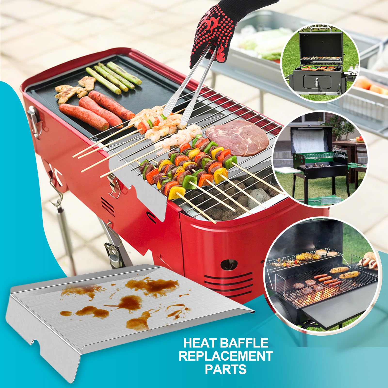 Generisch Heat Baffle Diffuser - Stainless Steel Even Heating Design, Grease Drip Plate | Smoker BBQ Replacement Parts T-raeger Pro Series Grill Backyard Patio RV Trips Tailgating Picnic Commercial