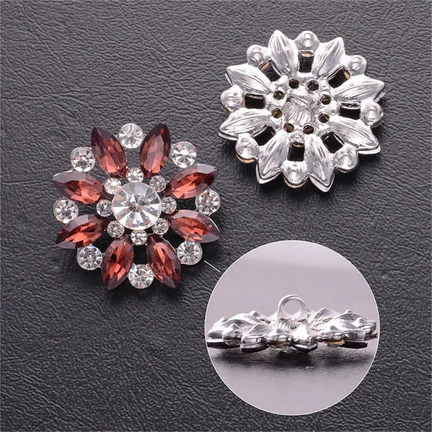 Knöpfe annähen, 8 Stück Blumen Ausgehöhlte Strass-Metallknöpfe