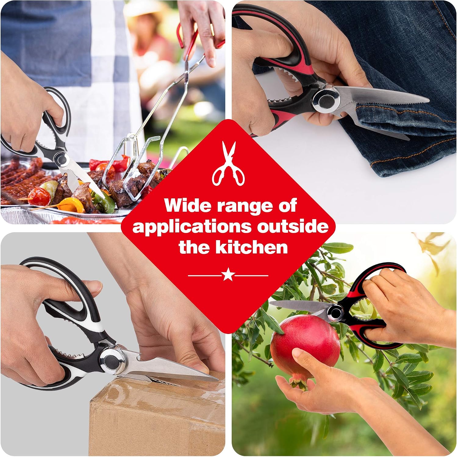 Kitchen Scissors, Kitchen Shears Multi Purpose Non Slip Sharp Stainless Steel, Kitchen Aid is Also Suitable for Poultry Scissors, Pizza Scissors, Fabric Scissors