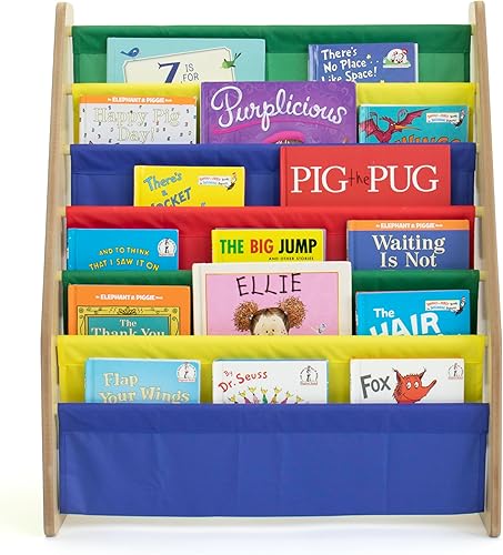 Miniatura 19 de Humble Crew Estantería para niños de 6 niveles, estantería extragrande con bolsillos de almacenamiento de tela, pantalla frontal para libros blanco