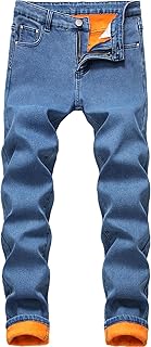 Men's Thermal Fleece Lined Jeans Winter Slim Fit Thicken Stretch Warm Denim Pants