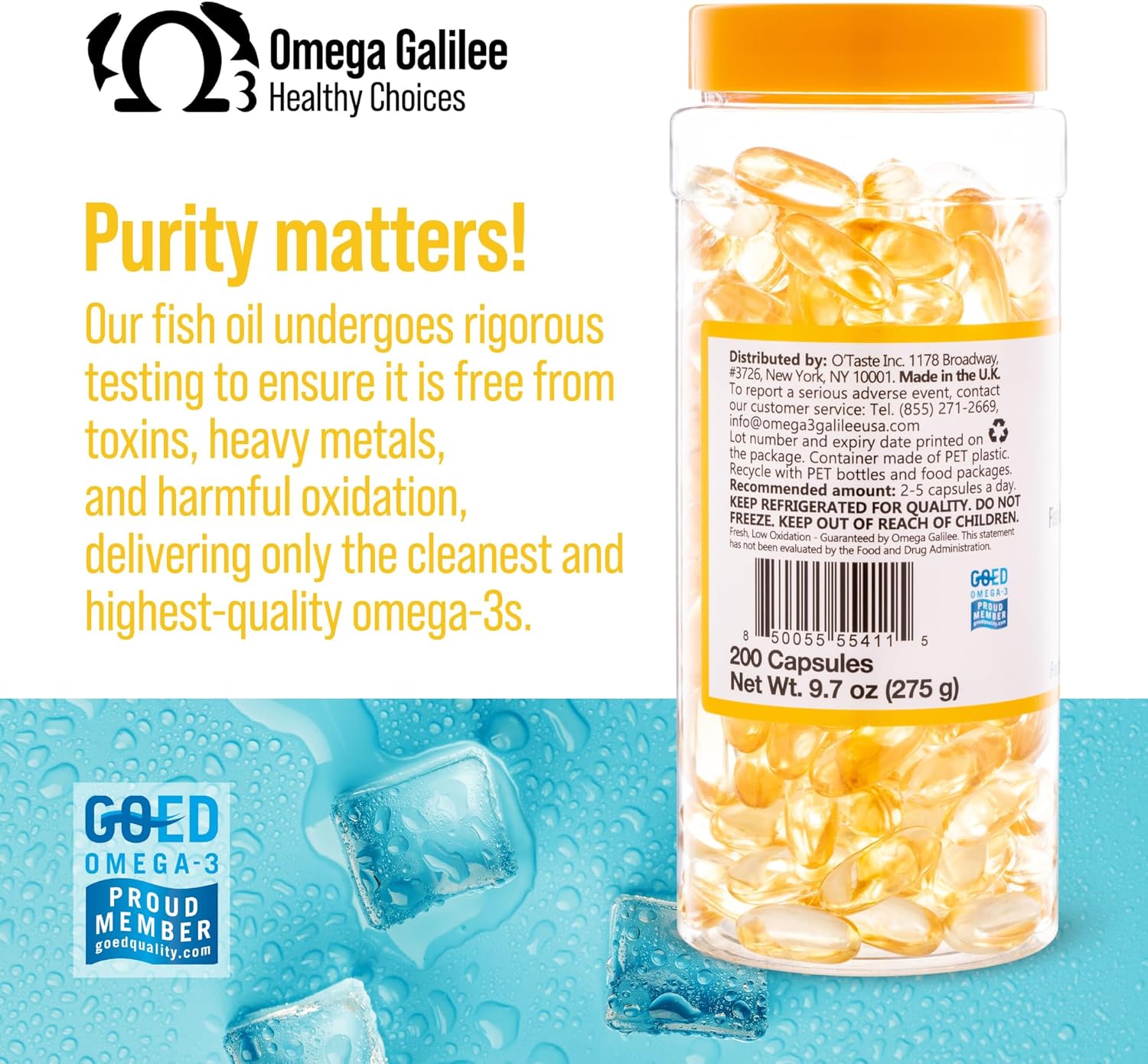 No more Omega 3 fish oil Oxidation Problem, We solved it with Cold-Packed for Freshness & Potency. Triple Strength, Chilled, Heavy Metal Free Omega 3 Supplement for Heart & Brain Support, 200 Softgels