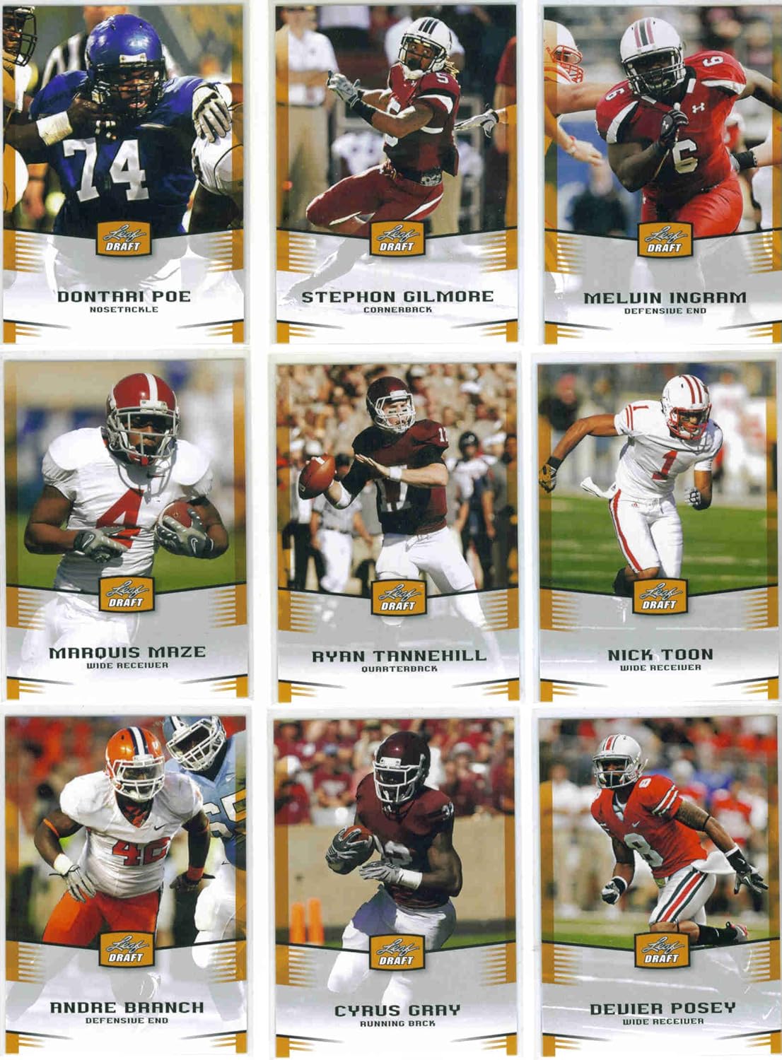 2012 Leaf Draft Gold Parallel Football Card Lot 9 Cards at Amazon's