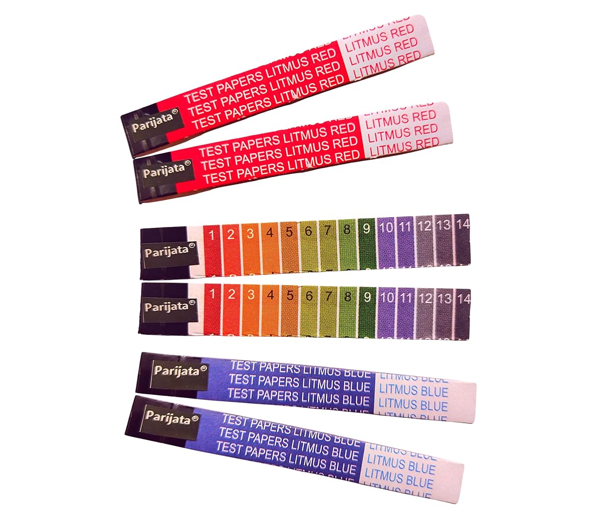PARIJATA litmus paper for liquid testing, Red litmus, Blue litmus, Yellow ph