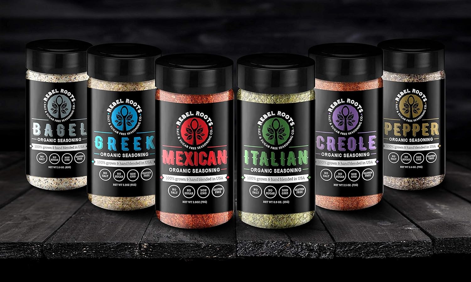 Organic Salt Free Seasoning, No Salt Seasoning, Non-GMO, Sugar Free Seasoning, Meal Prep Seasoning, All Natural, 100% Made in USA (Assortment, 6 Pack)