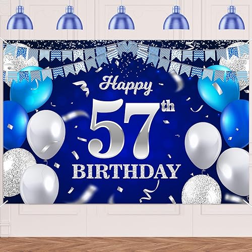 Vista 123 de Cartel de feliz cumpleaños número 31, globos azul marino, bandera de confeti a rayas, puntos de luz, saludos a 31 años, decoración temática