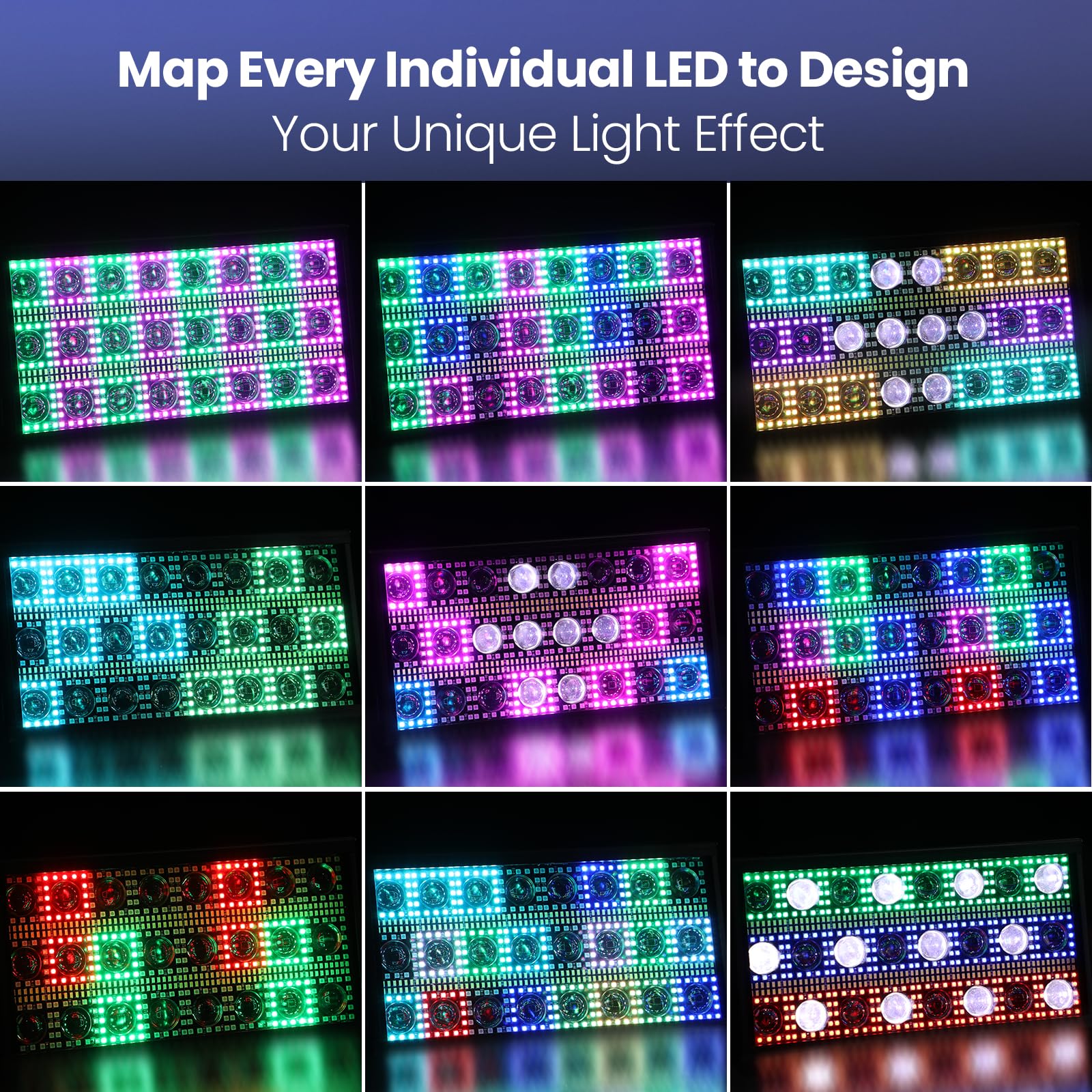 Betopper 300W Lumière Stroboscope LED Matricielle Beam Dynamique RGBW 2P