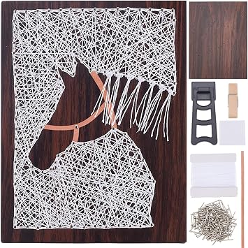 Horse String Art Kit for Adults 7.9x5.9 Pony String Art Kit with Wood Photo Frame 3D Animal All-Inclusive DIY Crafts Kit with Instruction Easy to Make for Home Wall Decor