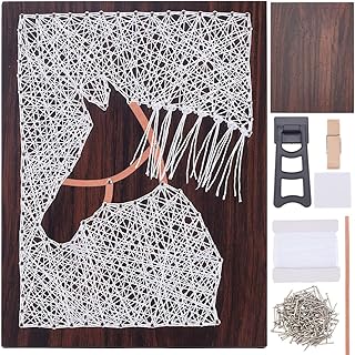 INFUNLY Horse String Art Kit for Adults 7.9x5.9 Pony String Art Kit with Wood Photo Frame 3D Animal All-Inclusive DIY Crafts Kit with Instruction Easy to Make for Home Wall Decor