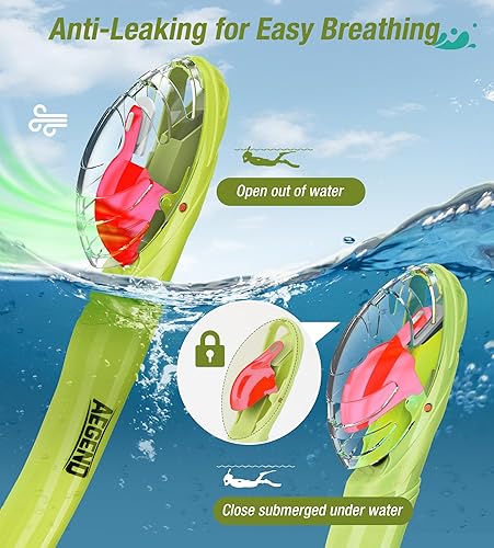 Miniatura 2 de Aegend Esnórquel seco, máscara de buceo fácil de respirar, esnórquel para esnórquel, buceo, buceo, apnea, natación, con válvula seca superior y