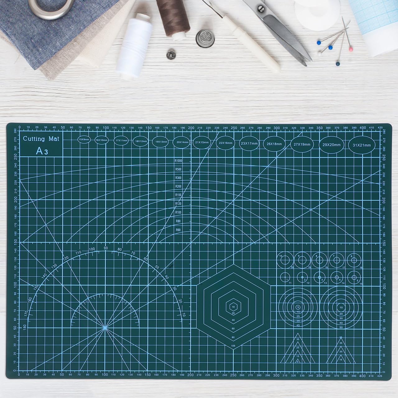 Dual-Side Self-Healing Cutting Mat 17.71X11.81 Inches Grid Craft Cutting Board for Quilting Sewing Scrapbooking and Hobby Projects Durable Construction Mat