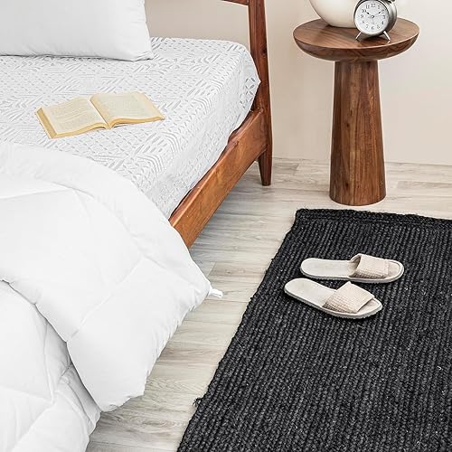 Vista 133 de HOMEMONDE Alfombra redonda de yute natural de 6 pies, tejida a mano, reversible, vintage, rústica, bohemia, respetuosa con el medio ambiente