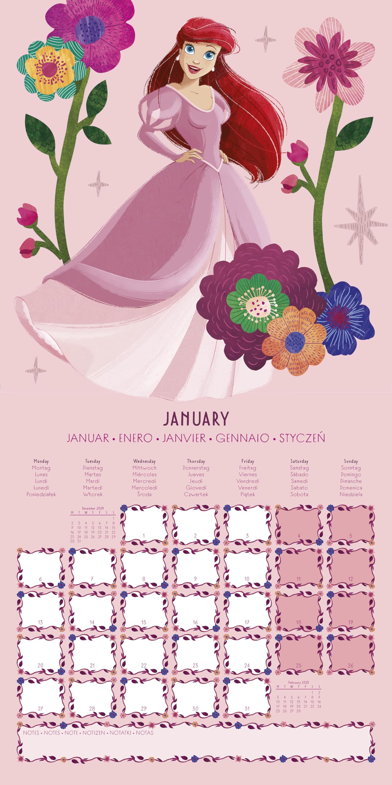 Calendario 30x30 disney princess 2025 pyramid