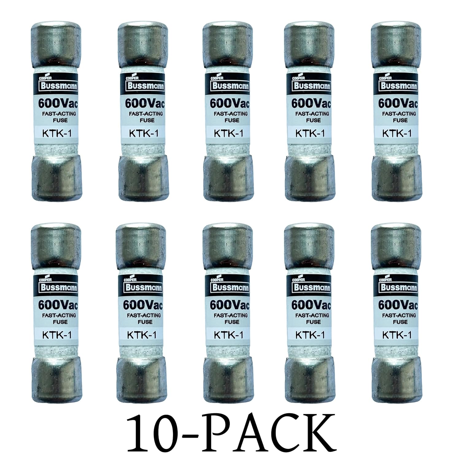 10-Pack New KTK-1 KTK-1A 600Vac Fast Acting Fuse,KTK 1A Class CC Cartridge Fuses