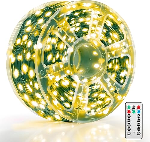 Mlambert 1200 luces LED de Navidad de 394 pies, luces de hadas regulables impermeables para exteriores con control remoto, 8 modos de iluminación