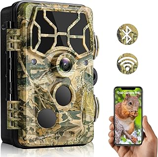 WiFi Trail Camera, 1296P 30MP Trail Camera with Night Vision, 0.3s Fast Trigger Speed IP66 Waterproof Hunting Trail Camera, Game Trail Camera for Wildlife Monitoring
