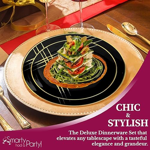 Miniatura 4 de Smarty Had A Party Platos de plástico, juego de vajilla desechable de mármol, platos de cena y ensalada, pedido a granel para bodas y otras