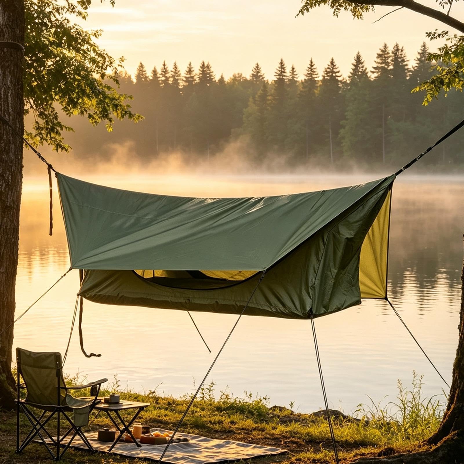 Hammock Tents for Camping Zippered Flat-Lay Oddychające Full Enclosure Bed