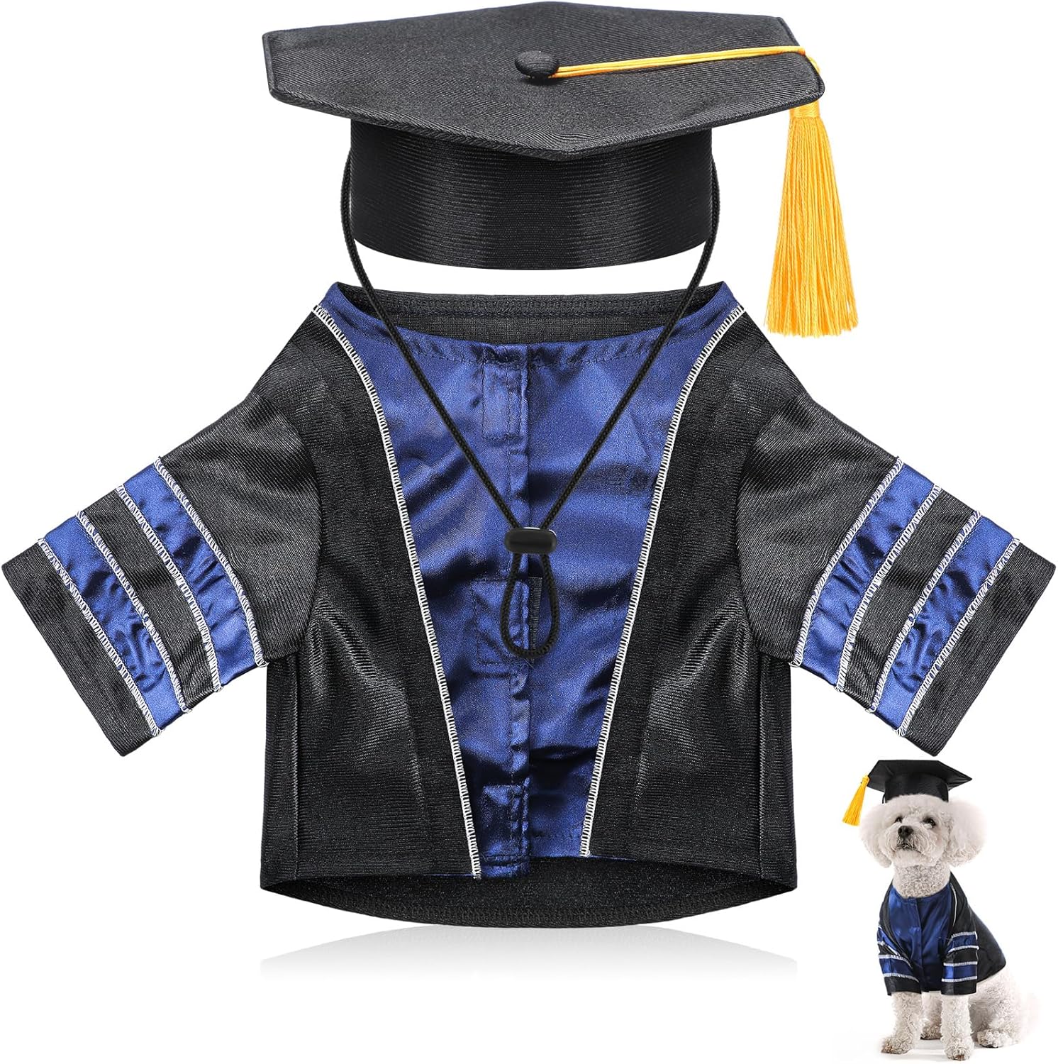 Geyoga Disfraz de Graduación para Perro Gorro y Toga Negra Talla M