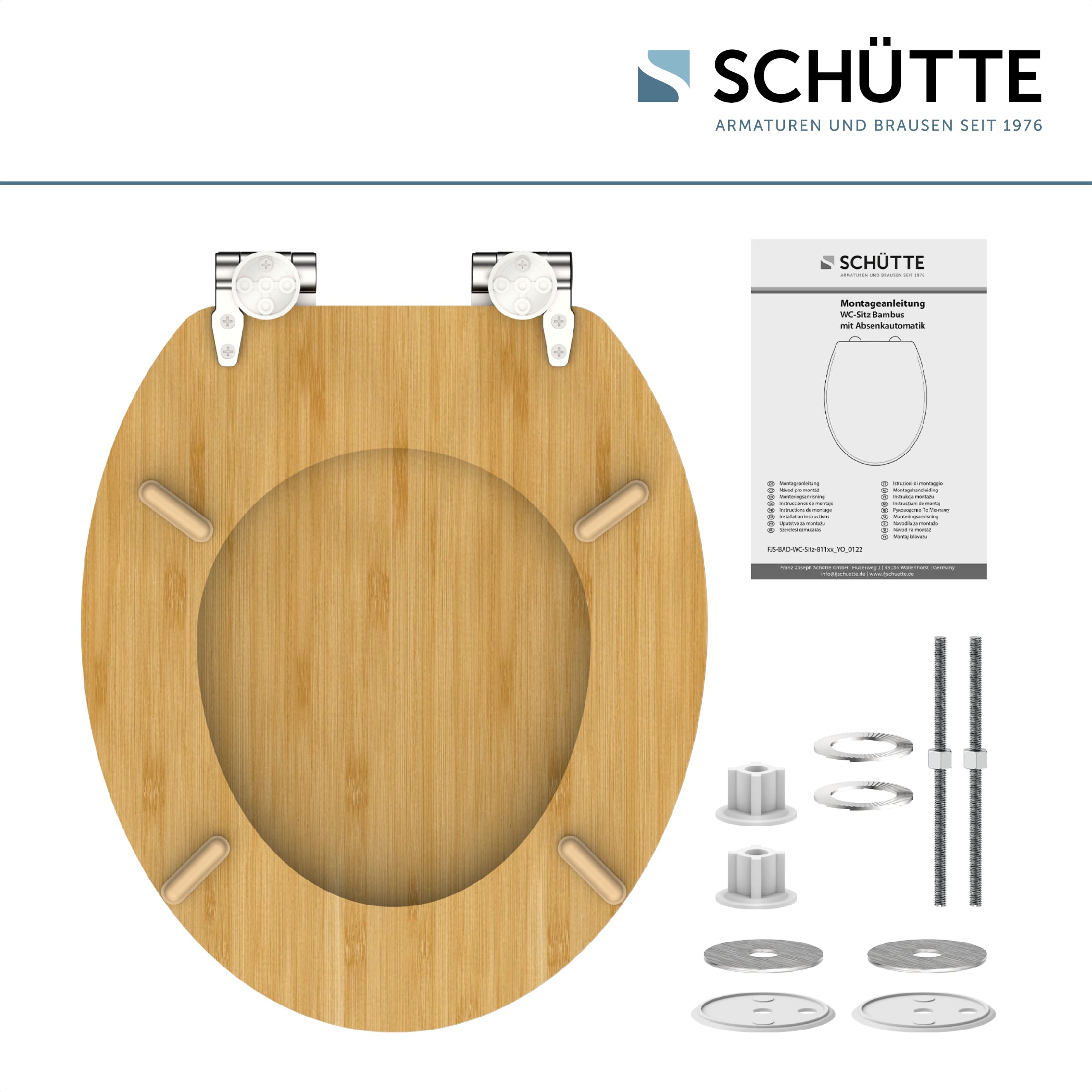 Schütte 81101-A - Asiento de inodoro con tapa de madera maciza de bambú (150 kg)