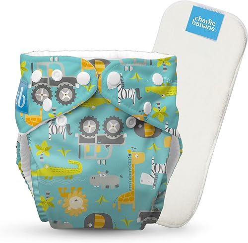 Miniatura 1 de Charlie Banana Pañal de tela lavable reutilizable, ajustable, talla única para bebés, niñas y niños, pañal de bolsillo suave con inserto absorbente,