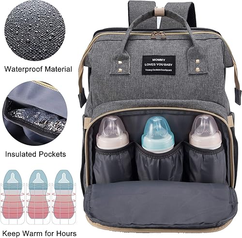 Miniatura 3 de Mochila para pañales, bolsas de pañales multifunción para niños y niñas, Gris-1, Classic