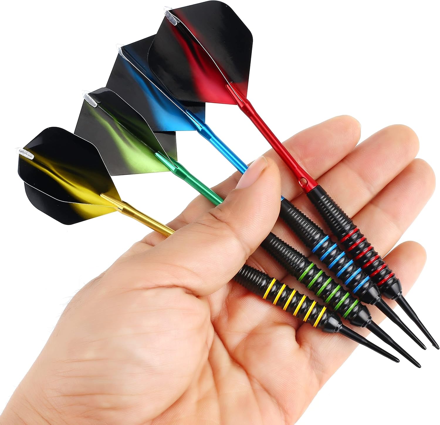 centaur 12 Pack Soft Tip Darts, Professional 18 Gram Plastic Tip Dart Sets | with 4 Colors Premium Aluminum Shafts 100 Dart Tips 16 Dart Flights and Dart Case for Electronic Dart Board