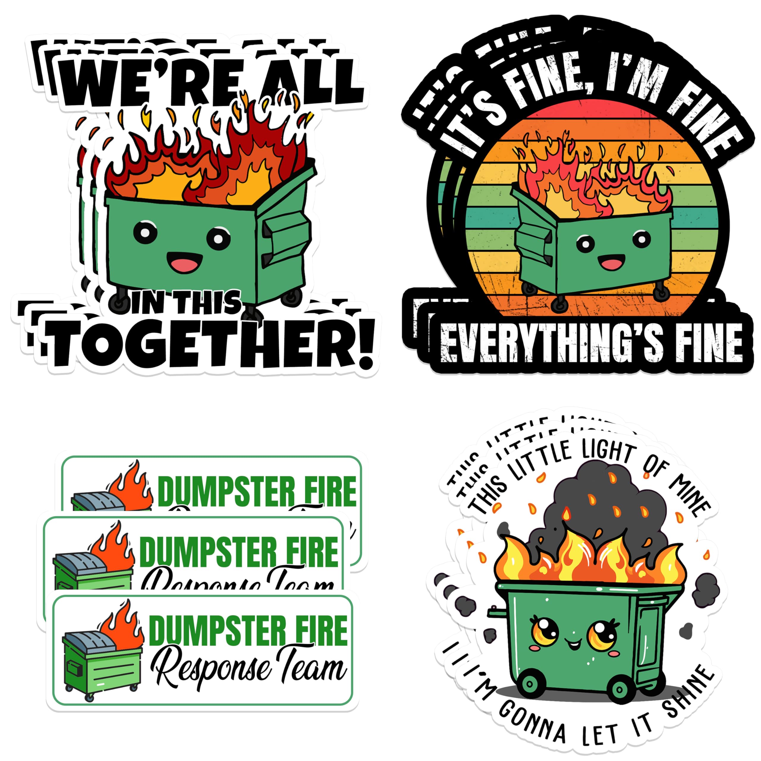 12 calcomanías de memes para contenedor de basura, vinilo resistente para exterior