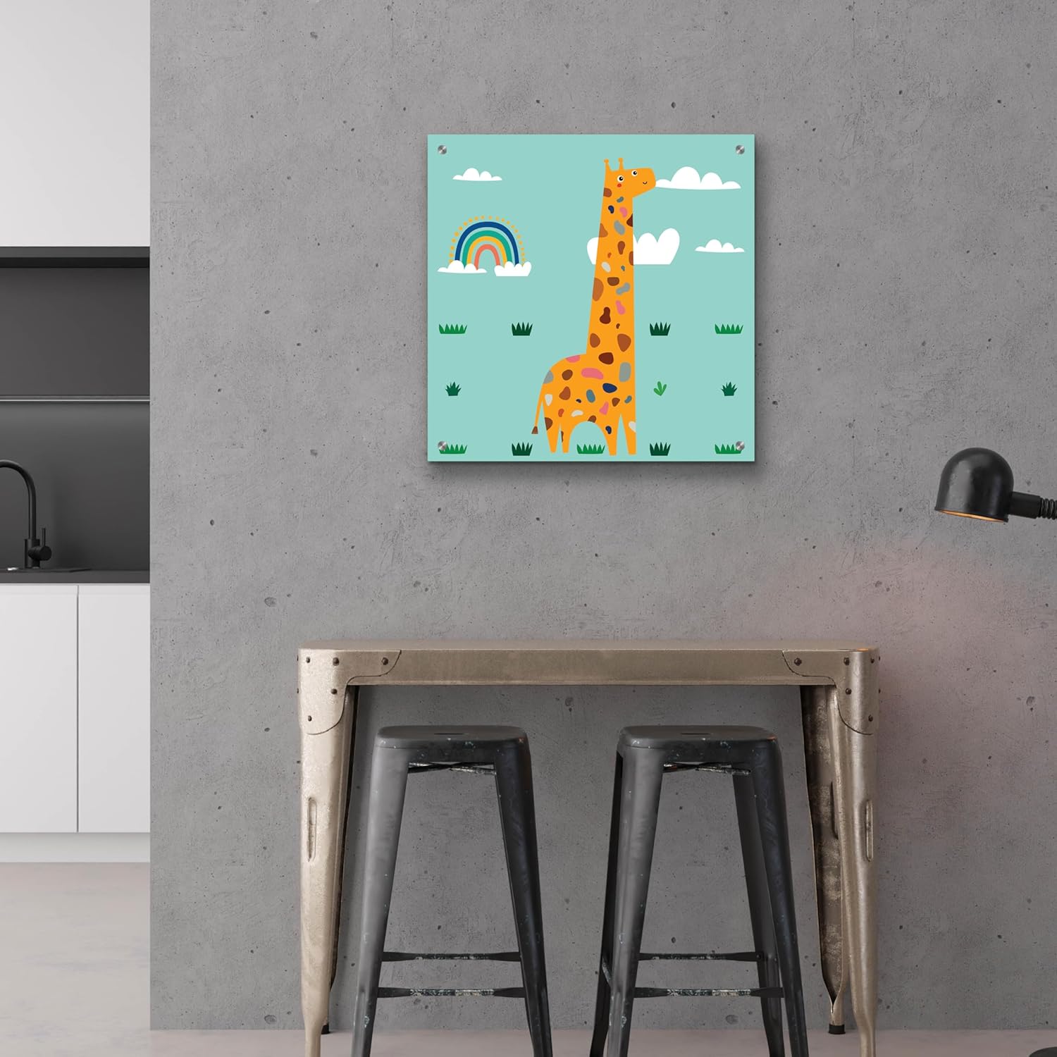 Epic Art 'Cute Girafe' by Epic Portfolio, Acrylic Glass Wall Art, 24"x24"