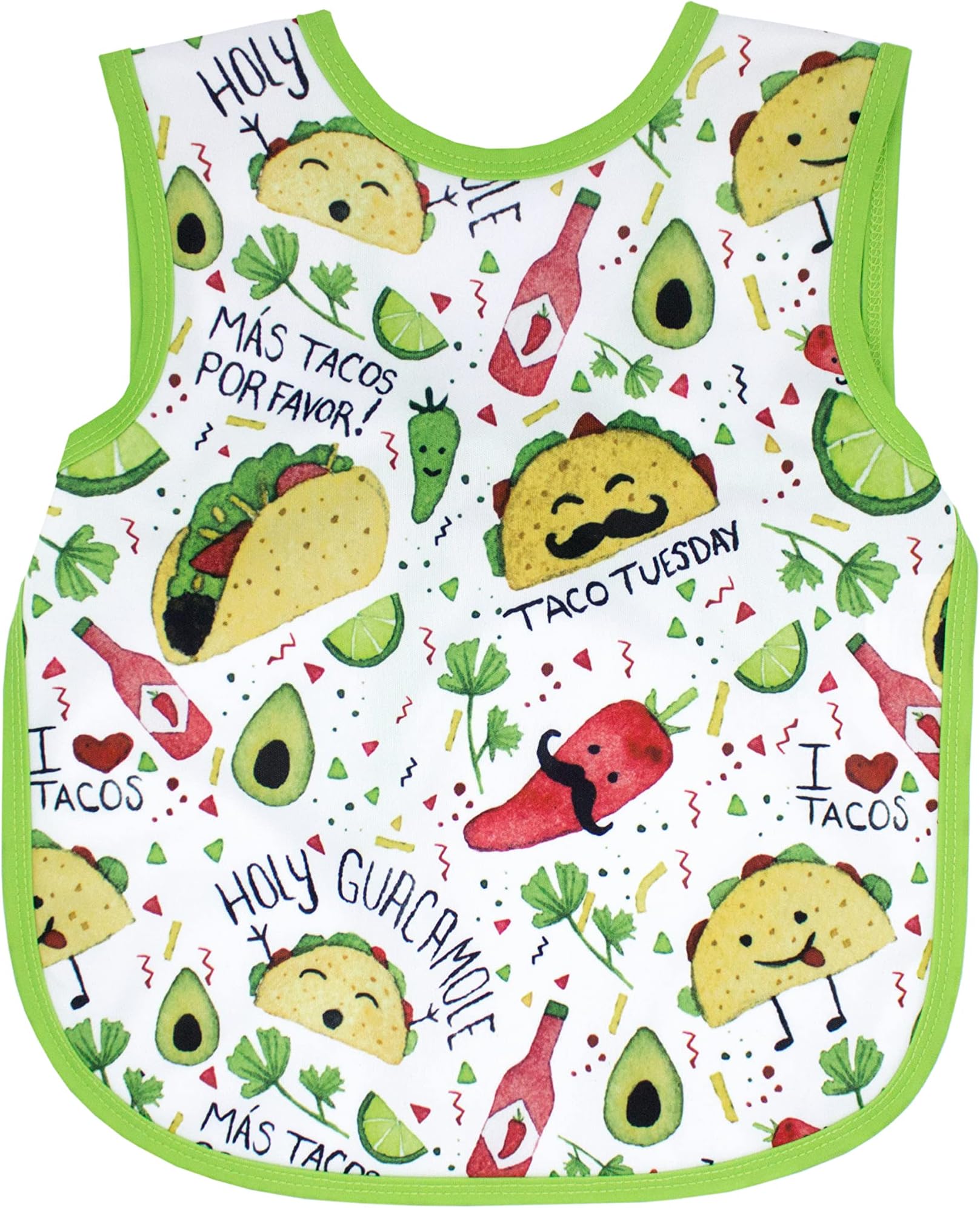 BapronBabyFood Prints Bapron - No Neck Tie Safer Bib - Baby & Toddler - Soft Waterproof - PVC, BPA & Phthalate Free - 6m+