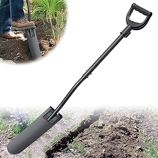 Spade Shovel,15 inch Long Narrow Spade, Heavy Duty Garden Trench Shovel for Digging,Trenching, Planting,Scraping, Edging with Cutting Blade, D Handle, Foot Rest Pedal, 45 Inches Drain Spade