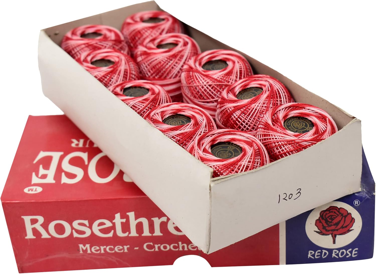Red Rose Crochet Cotton Threads Yarn Weaving Needle Work Cross Stitching Craft