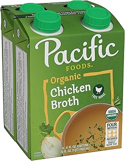 Pacific Foods Organic Free Range Chicken Broth, 8 oz Carton (Pack of 4)