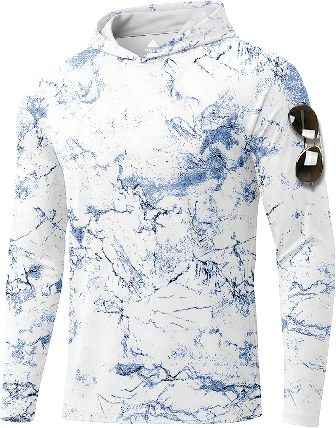 Printed Fishing Shirts for Men Sun Hoodie UPF 50 Long Sleeve Shirt SPF UV Hooded Rash Guard