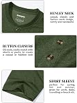 MAGCOMSEN Mens T-Shirt Henley Shirts with Amber Button Cotton Tees V Neck Rugular Fit Summer Short Sleeve Casual Tops