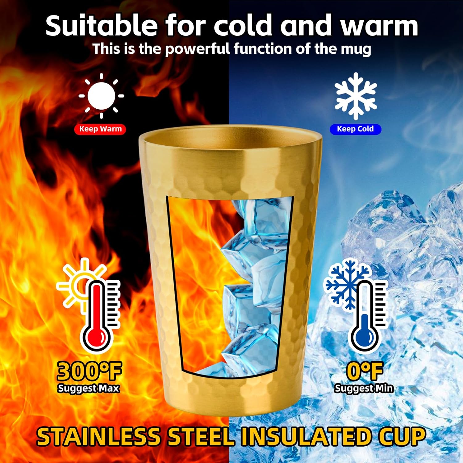 5 Pack 12 oz Stainless Steel Insulated Cup, Honeycomb Double Wall Vacuum Small Metal Cup, Reusable Camping Cups Unbreakable Indoor Outdoor for Party, Home, Office, BBQ, Gold - Image 5