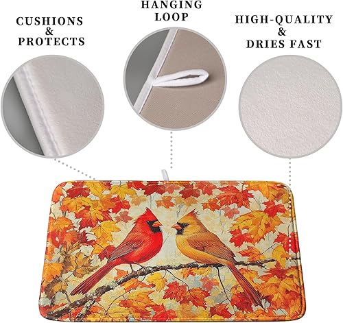 Vista 242 de Tapete de secado de platos con hojas de palma tropicales para encimera de cocina, 18 x 24 pulgadas, tapete de secado de cocina Monstera verde