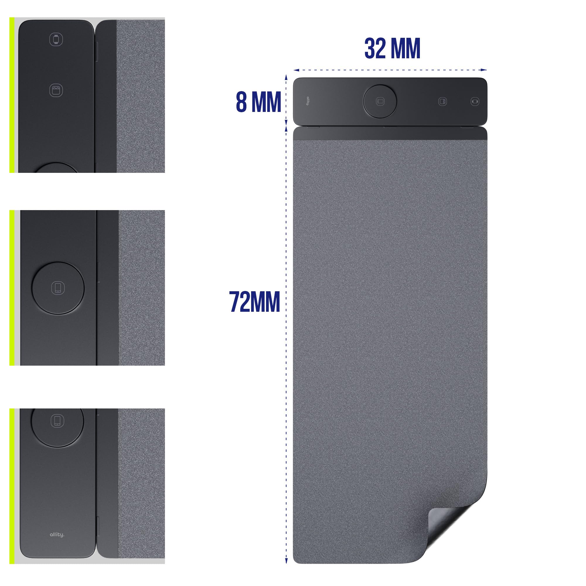 Tappetino da Scrivania con Ricarica Wireless 4 in 1, 15 W | Tappetino per Laptop e Mouse, Caricatore Wireless Qi per Smartphone, Nero