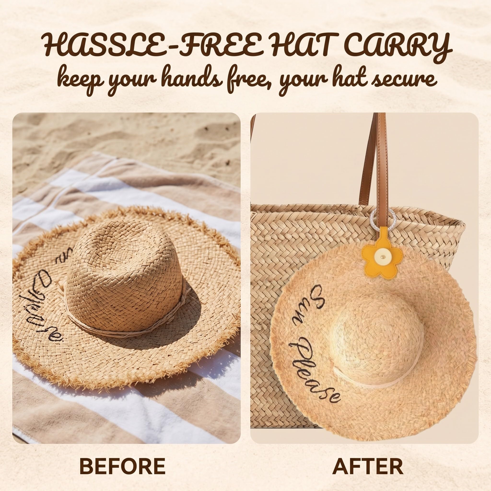 Paquete de 2 Clips Magnéticos para Sombrero de Viaje, porta gorras - Diseño de flor, Rosa y Amarillo